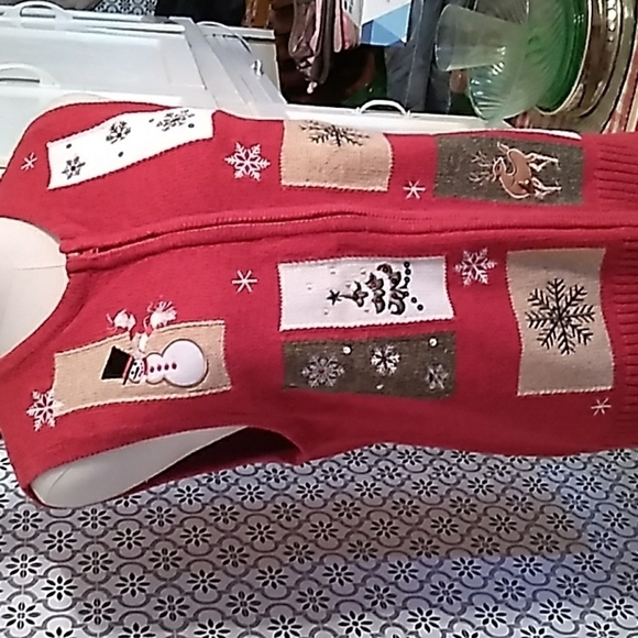 Crystal Kobe pm ugly Christmas sweater cardigan vest - Picture 2 of 4